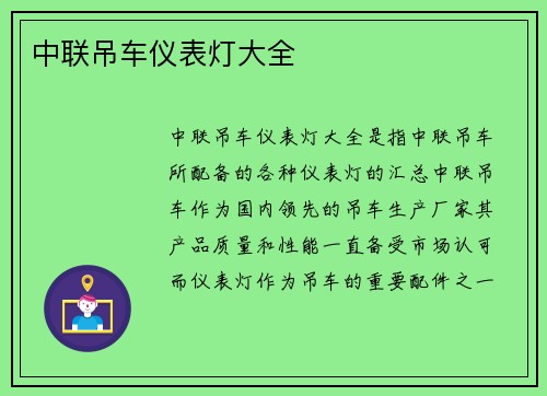 中联吊车仪表灯大全